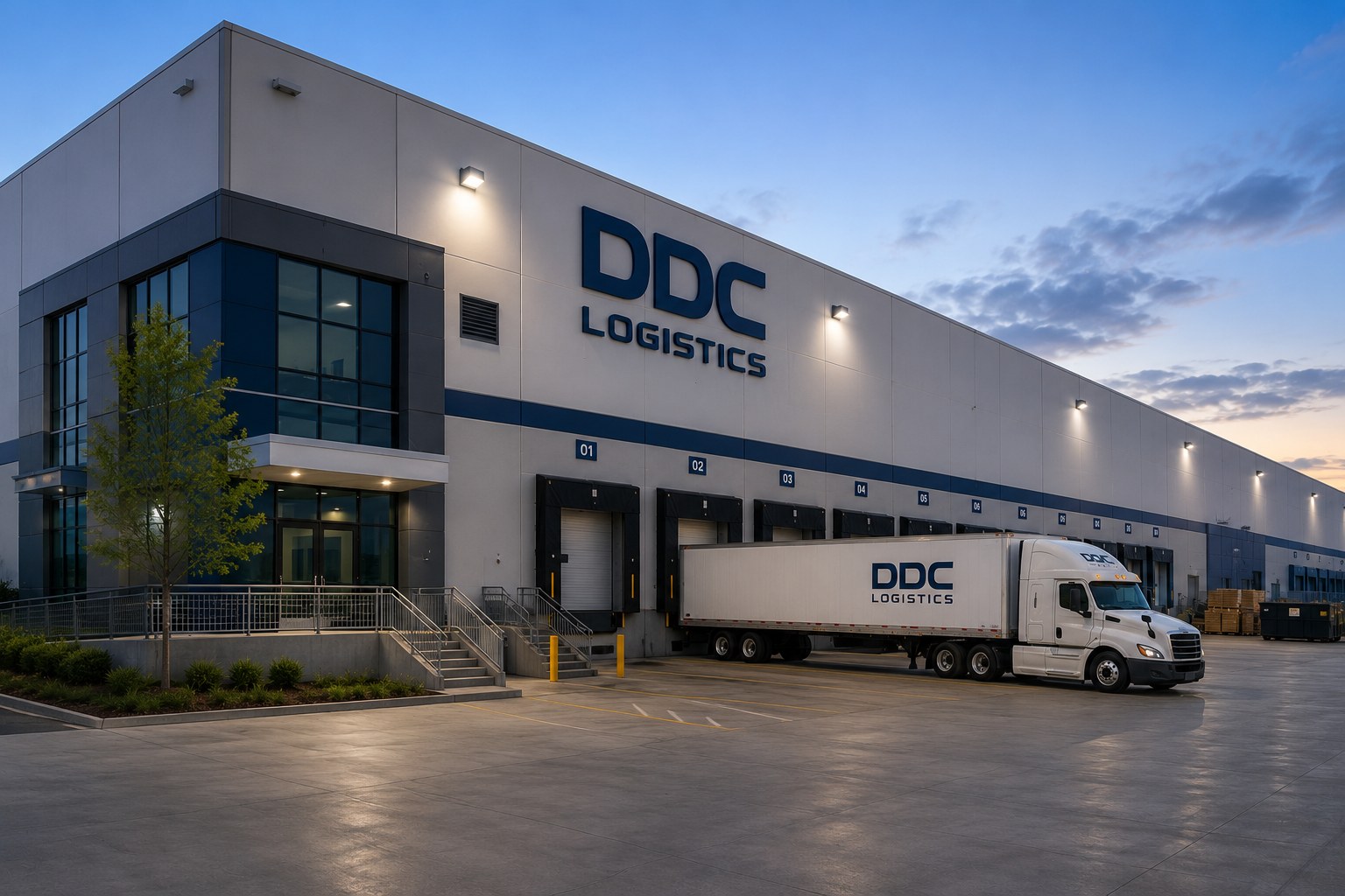 DDC Logistics dry van trailer at the dock